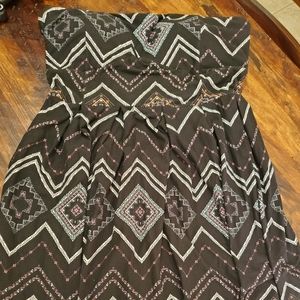 Mini strapless Aztec print dress